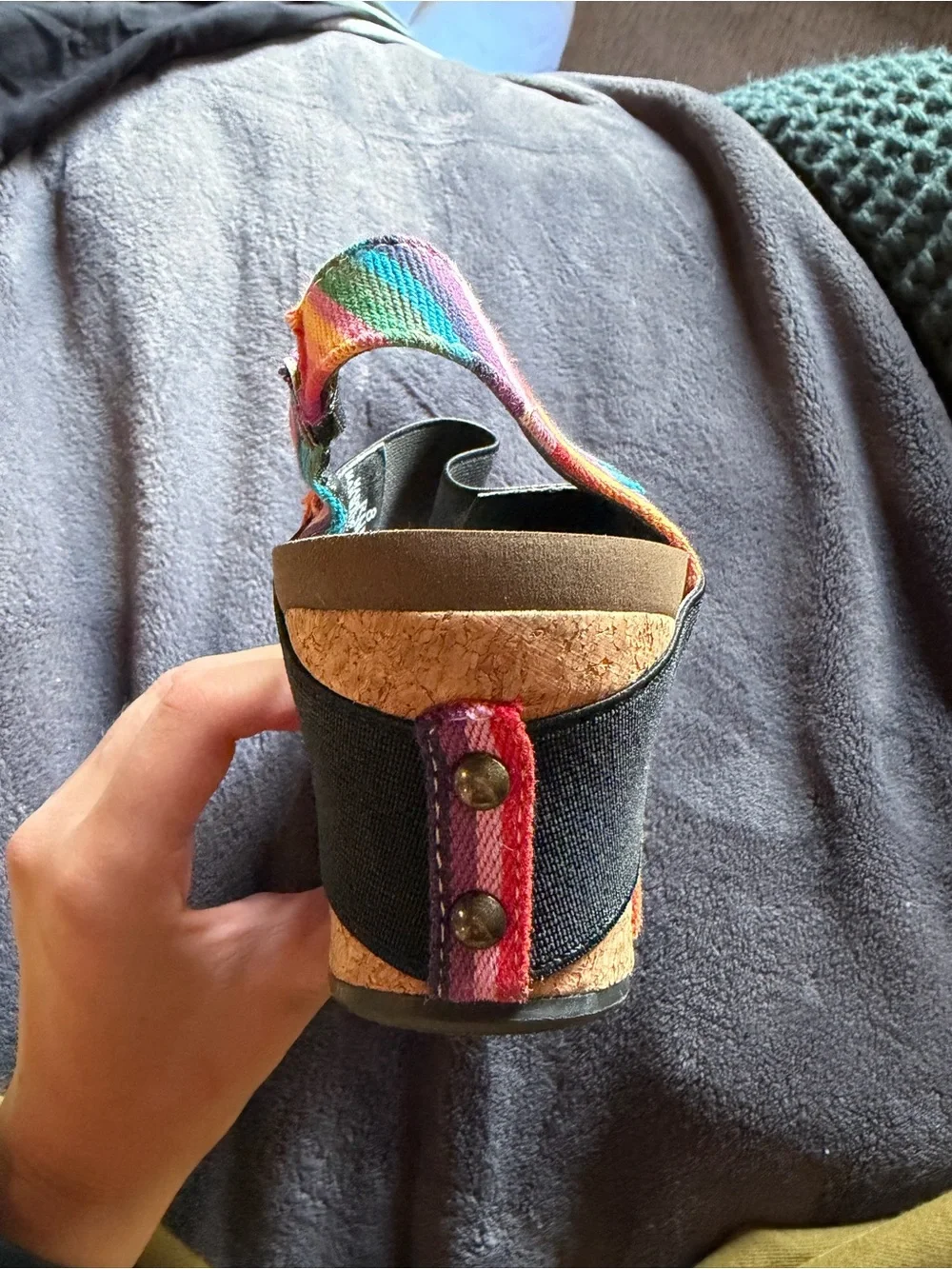 Striped Elastic Band Women’s Sandals in Pink and Black - Picture 4 of 4